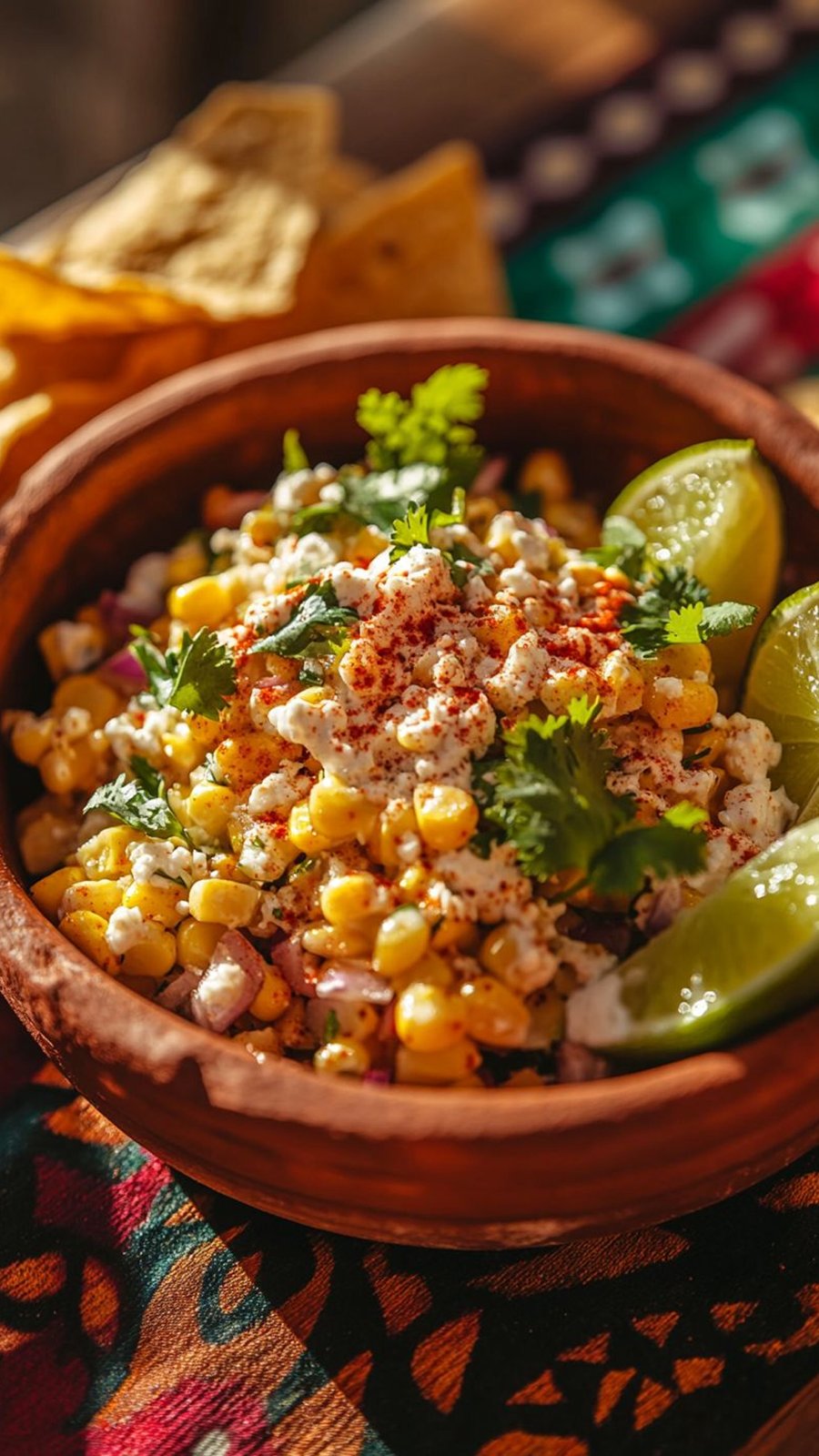 Esquite en cazuela de barro con queso, chile y limón