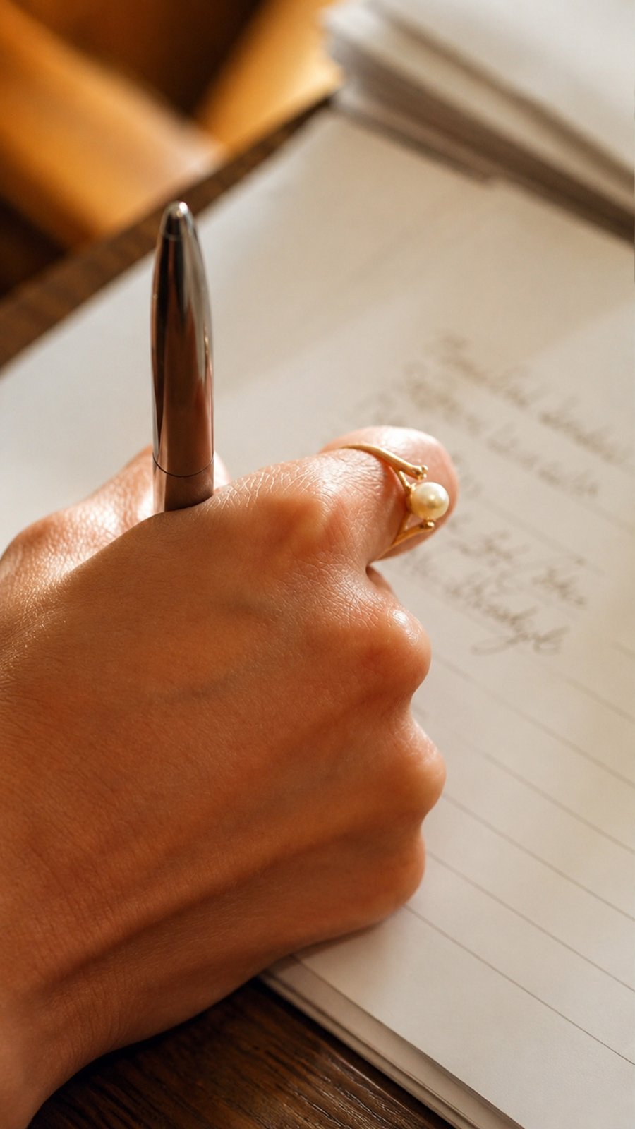Mano escribe notas de planeación de boda en una libreta